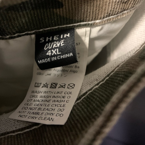 Shein Curve Denim Skirt Front Slit Cargo Pocket Camo Faded Style Waist 22” - Picture 5 of 5